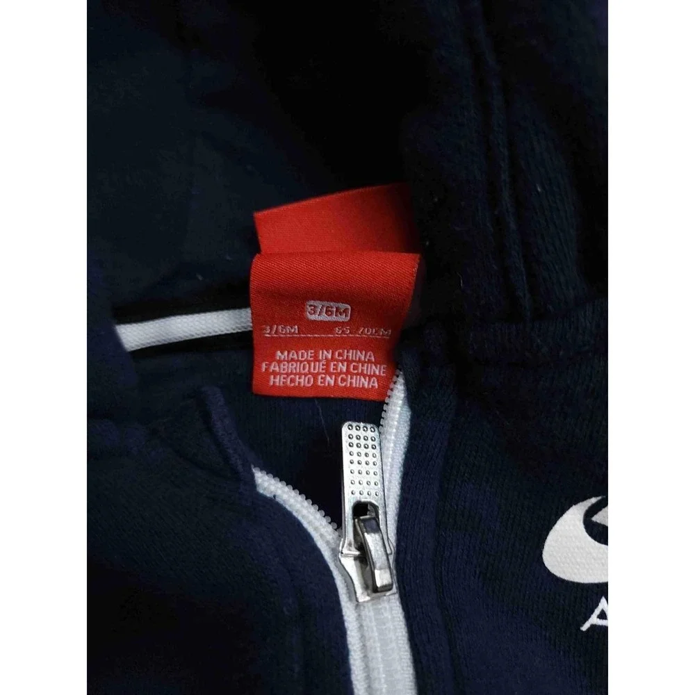 Nike Air Gym Red Hooded Zipper Color-Block Logo Bodysuit‎ Infant 3/6M